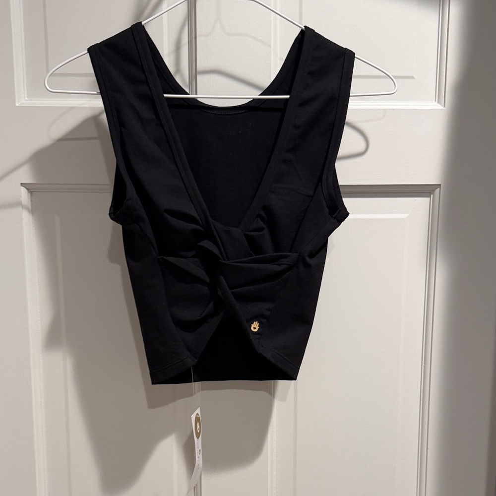 Spiritual Gangster, NWT, Black Reversible stretchy twisted open back tank